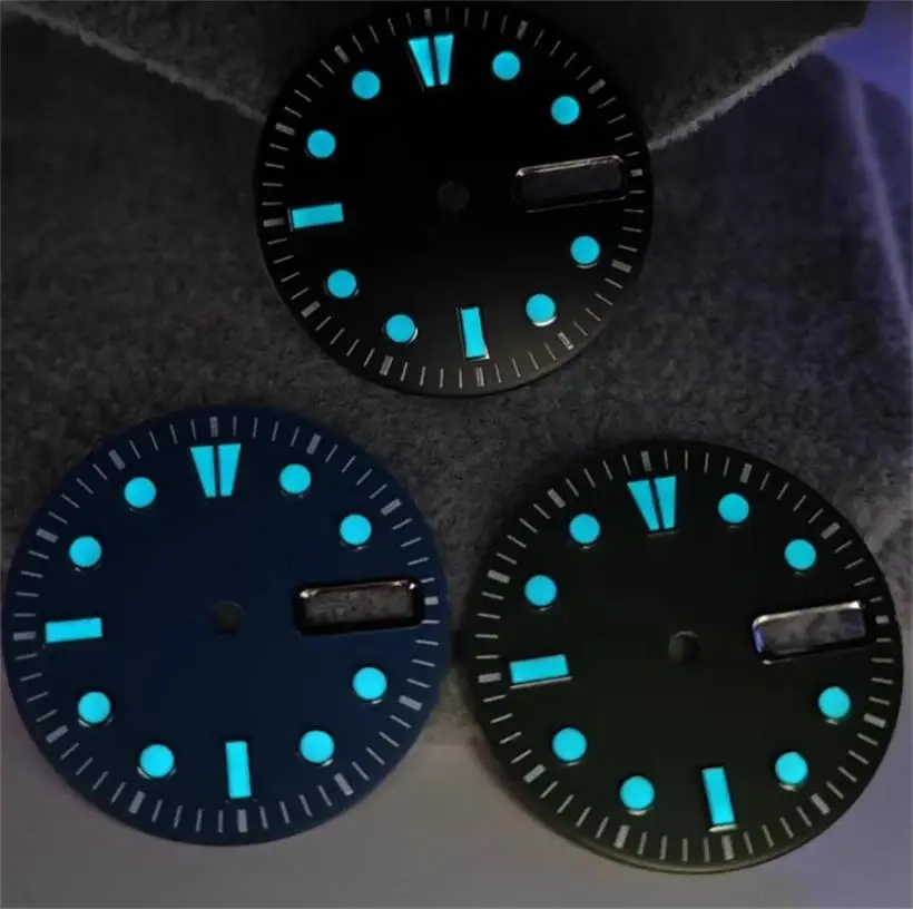 NH36 Watch Dial Luminous BGW9 Dial 4R36 Watch Case DIY Modification Literal Diving Machinery Watch Accessories 28.5mm