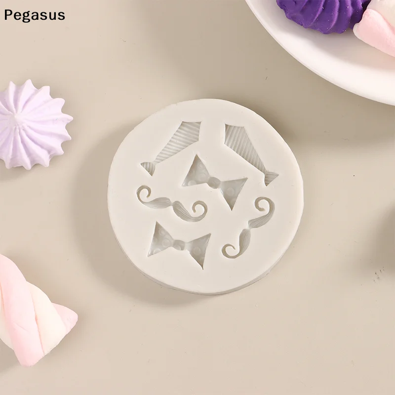 [S]1Pc Beard Bowknot Necktie Silicone Mold DIY Chocolate Cupcake Baking Mold Fondant Sugarcraft Cake Decorating Tools