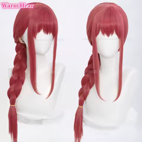 Makima Synthetic Hair Anime 70cm Red With Braided Makima Cosplay Wig Heat Resistant Hair Halloween Party Anime Wigs + A Wig Cap