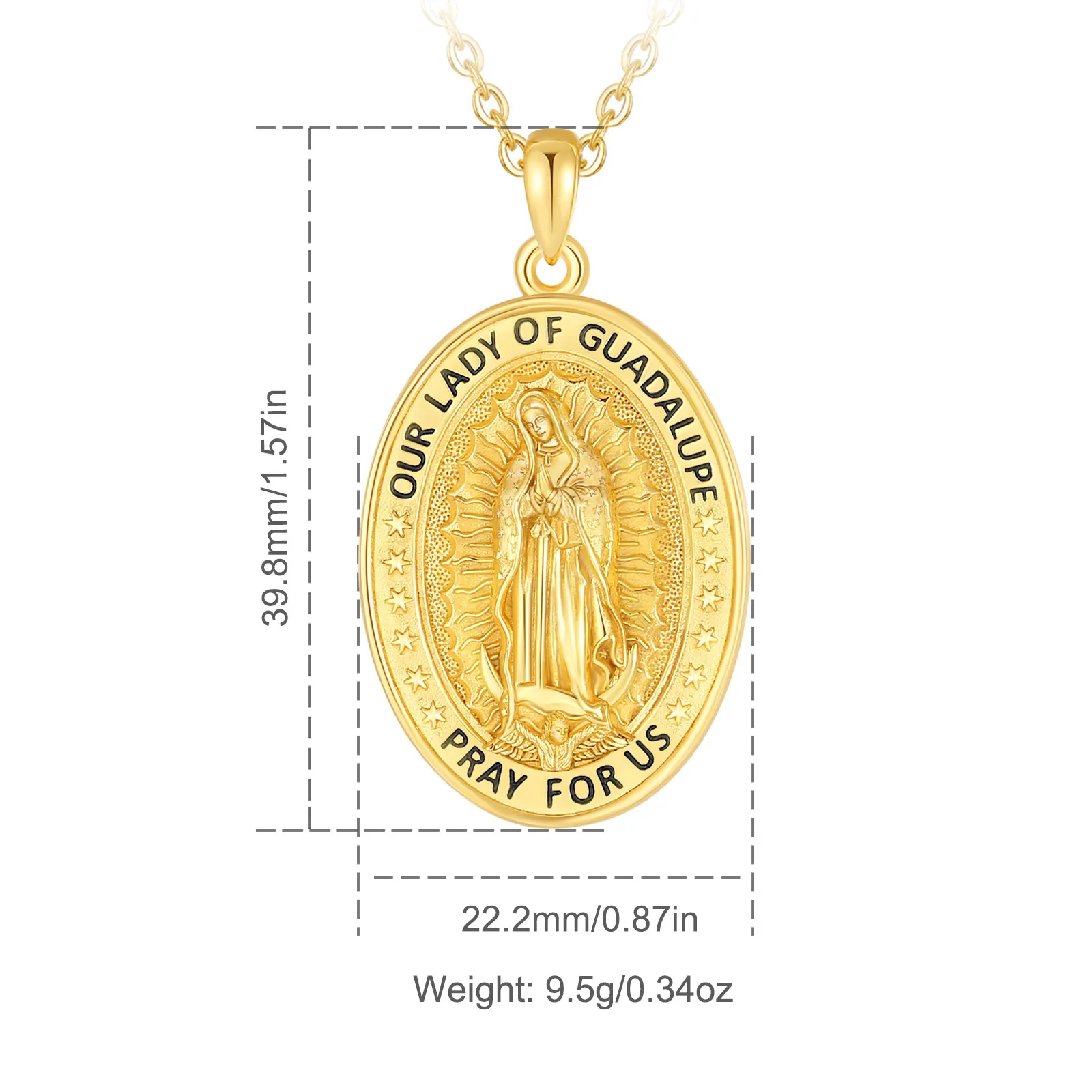 Eudora collana in argento Sterling 925 vergine maria nostra signora di Guadalupe ciondolo in oro 18 carati amuleto gioielli cattolici uomo donna regalo