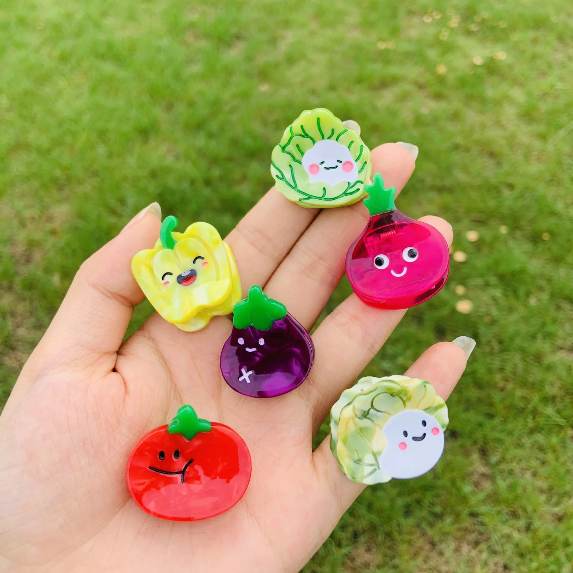 Cute Mini Acetate Vegetable Hair Claw Clip For Women Girls New Design Carrot Cabbage Pepper Small Hair Accessories Tool