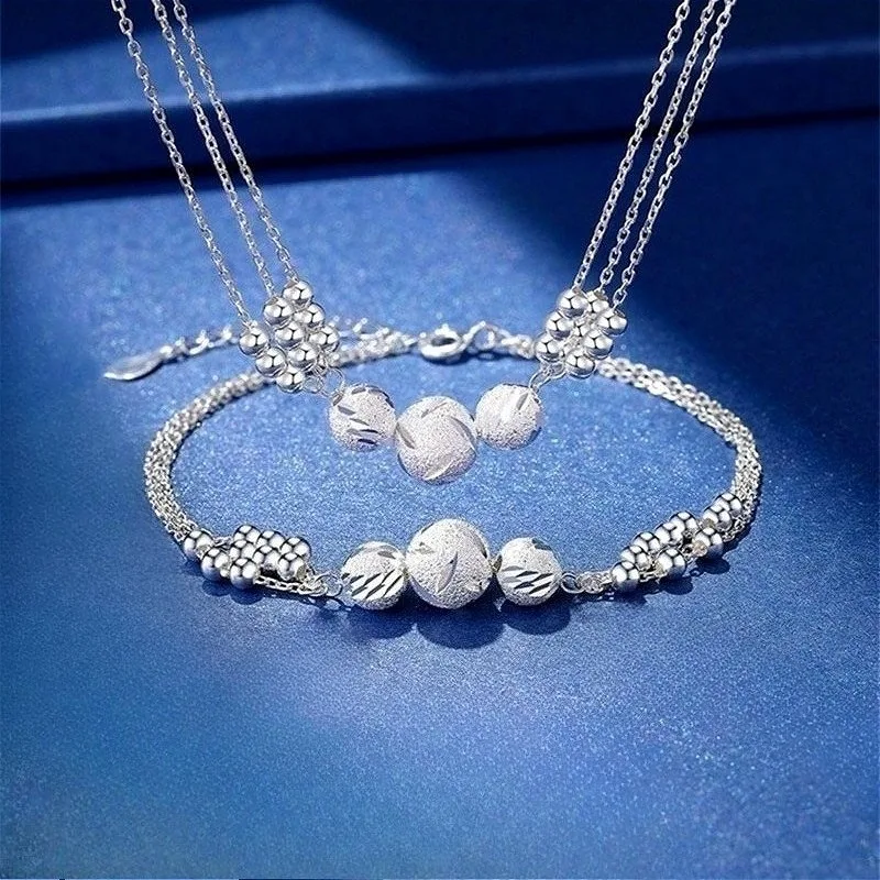 

Ожерелье-браслет из стерлингового серебра 925 пробы с бусинами на удачу для женщин, роскошный элегантный универсальный комплект ювелирных изделий, вечерние ювелирные изделия, подарки