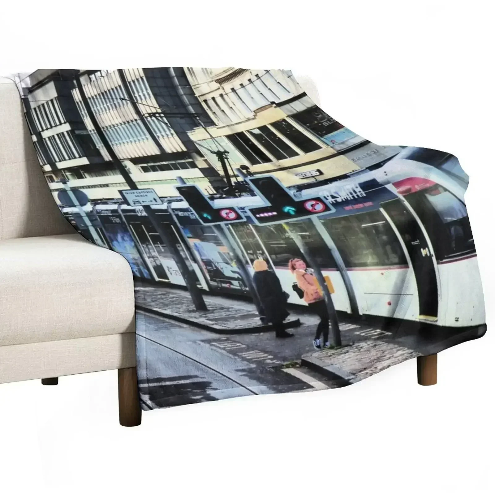 Edinburgh City Princes Street Tram in colour in I art Throw Blanket Nap blankets ands Multi-Purpose Bed Vintage Thin Blankets