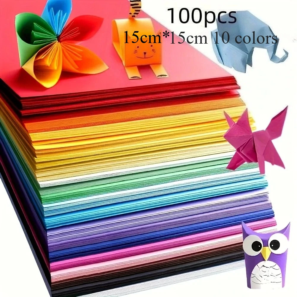 100pcs Vibrant Square Origami Paper - Colorful Handcrafted Sheets for Artistic Creations, for Origami, Art Crafts, Scrapbooking