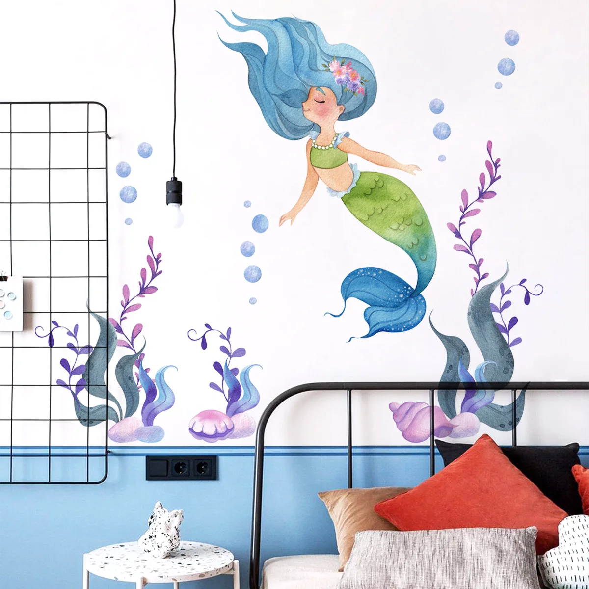 Zollor Cartoon Mermaid Underwater World Wall Sticker Bedroom Living room Shower Room Background Wall Creative Decoration Sticker