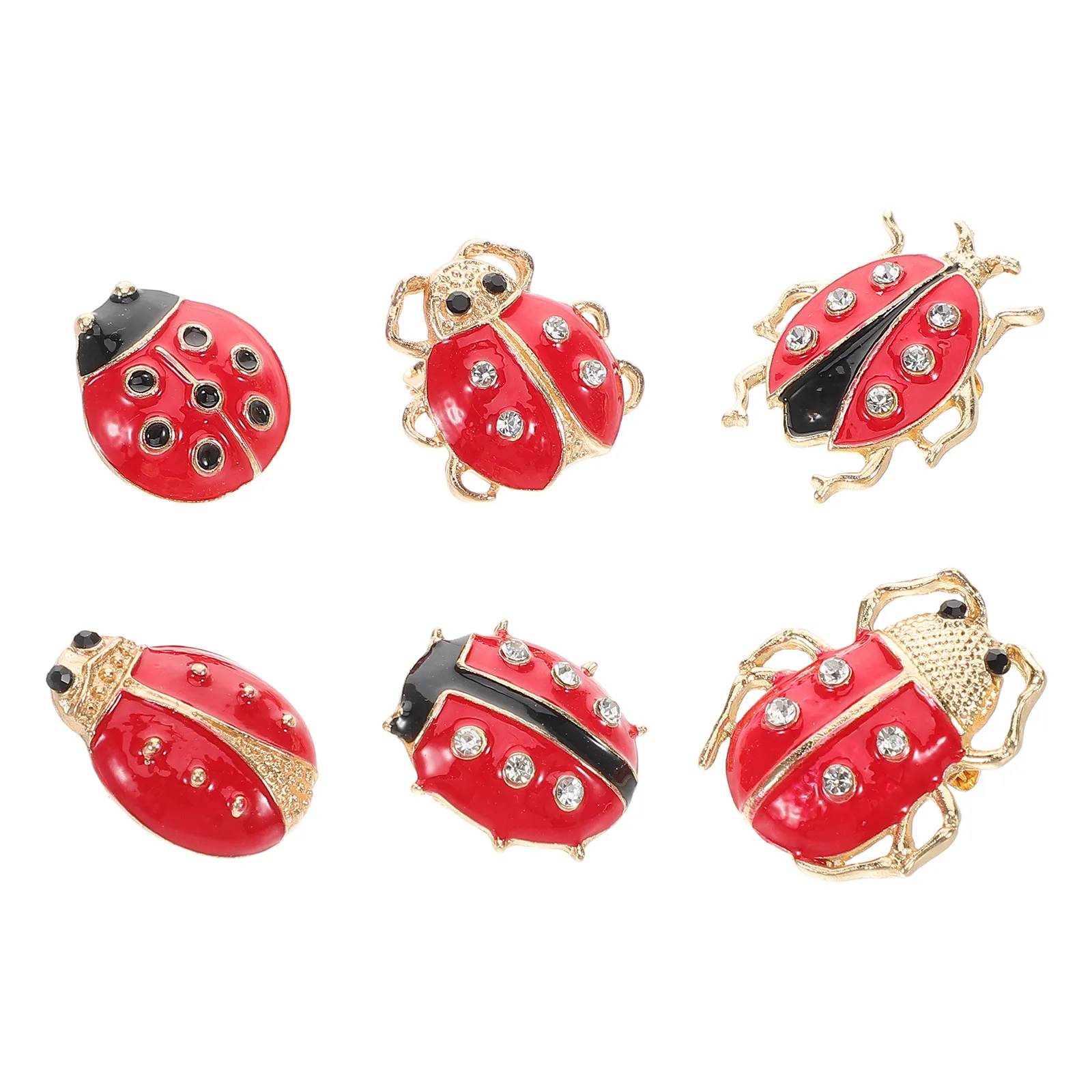 

6 pcs Brooches Cartoon Pins Fashion Accessories Lightweight Ladybug Jewelry Durable Spring Animal Ladybug Pins Brooch
