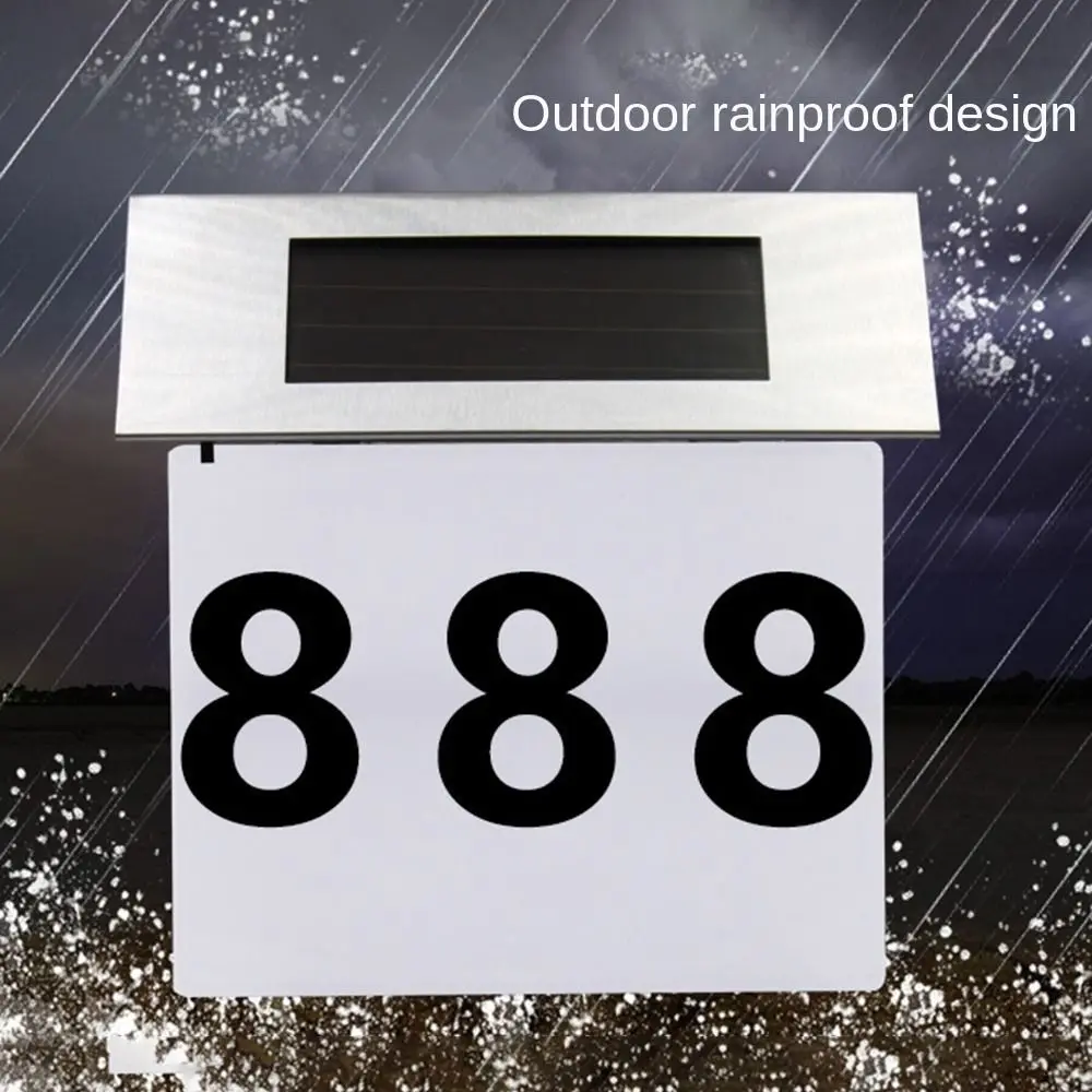 Solar-Powered LED Door Sign Light Rainproof Moisture-proof Home Door Number Lights High Brightness Stainless Steel