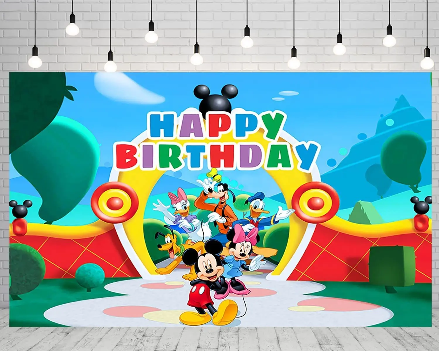 Disney Cartoon Mickey Minnie Mickey Mouse Background Happy Birthday Party Baby Shower Decoration Banner Photography Props