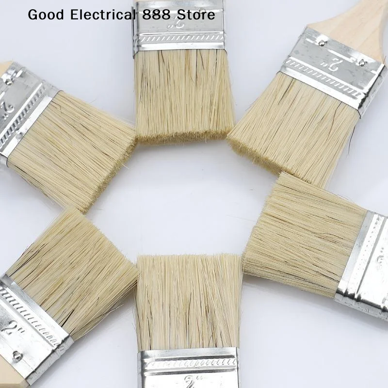 【G】10Pcs Wooden Handles Paint Brush Pig Mane Brushes Suitable For Art Handicrafts Plastering And Painting Glue Application