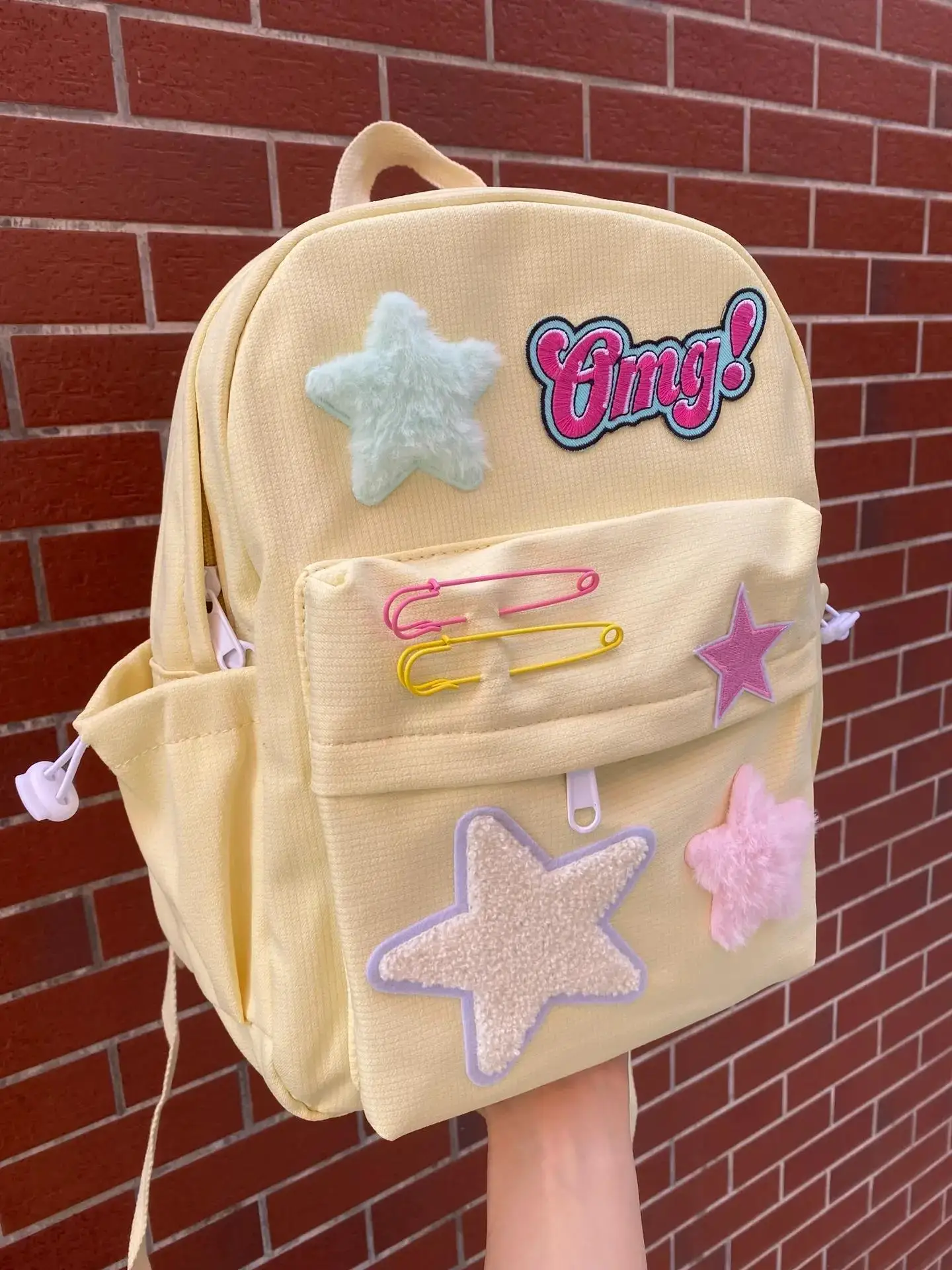 

Cute Starry Night Bapa Soft Nylon Double oulder Bag for Girls College Students Y2K Trendy Laptop Bag with kets