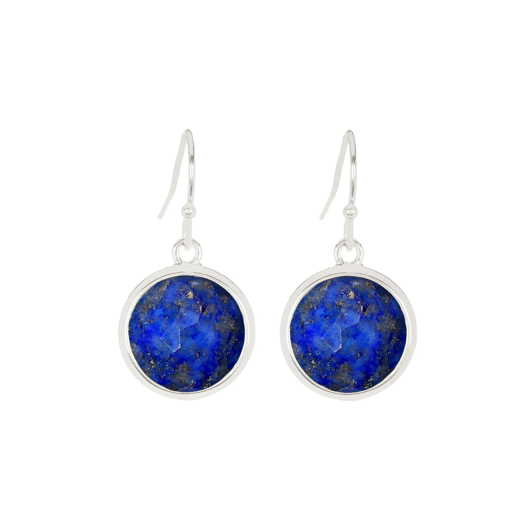 

Natural Lapis Lazuli Fancy Cut Round Drop Earrings Gemstone Earrings For Women