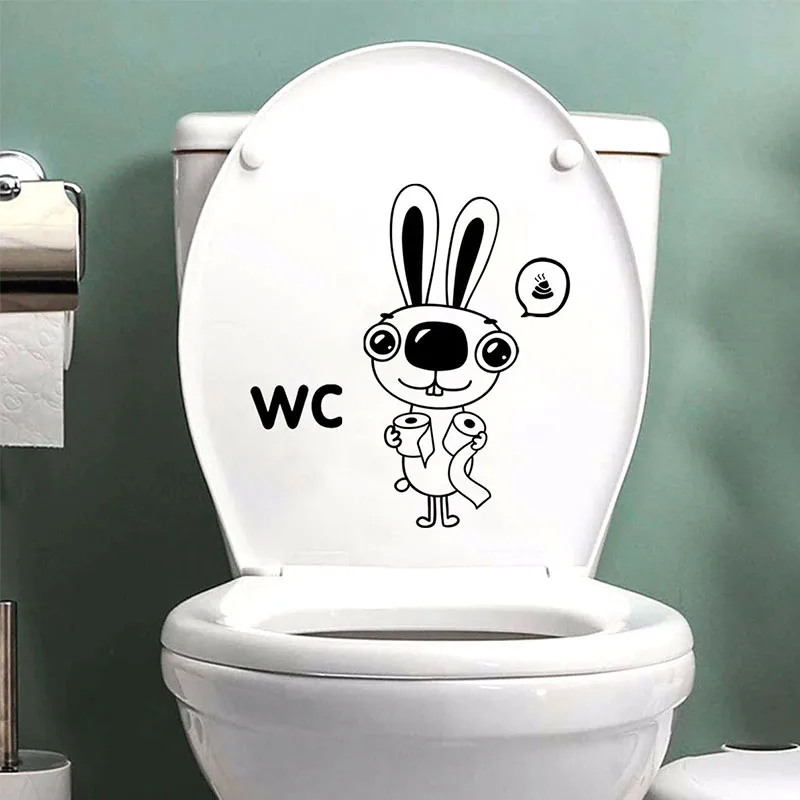 English logo sticker WC rabbit room bedroom living room bathroom self-adhesive decoration removable PVC wall sticker