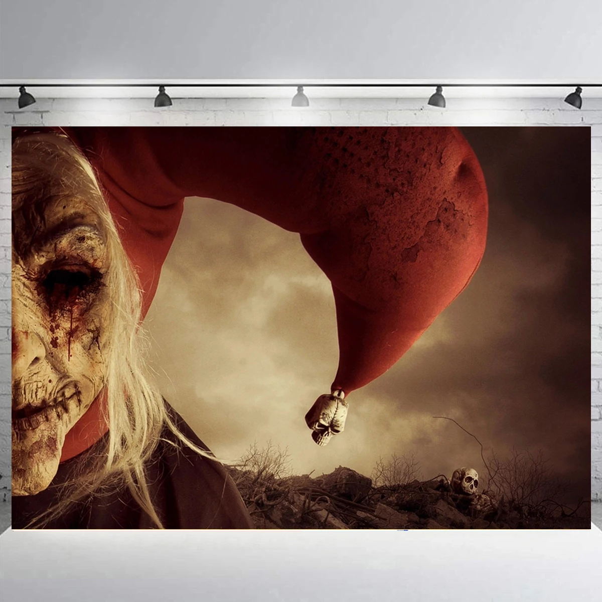 

Horror Scary Clown Backdrop Banner Decor for Birthday Halloween Party Decorations Classic Blood Background for Photo Booth Props