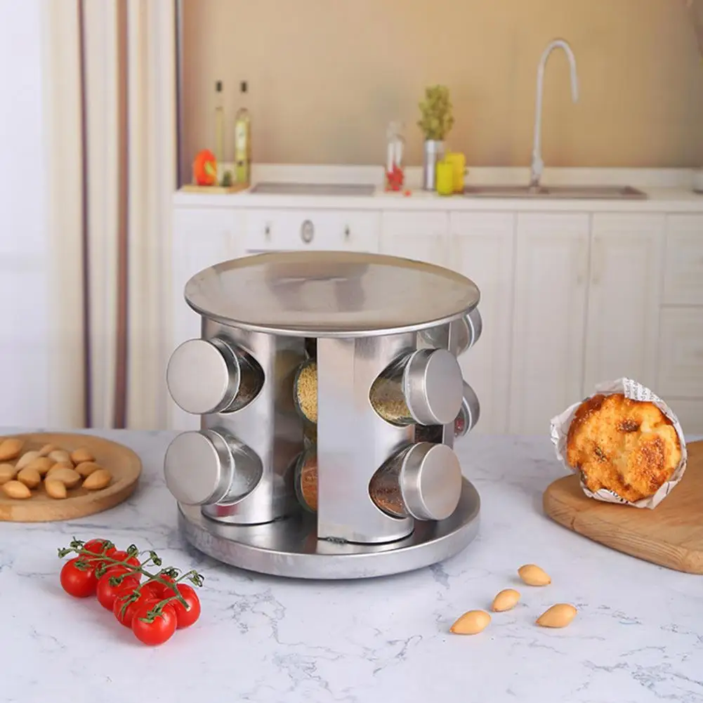 1 Set Fashion Pepper Pot Waterproof Spice Bottle Good Sealing Condiment Container with 2/3 Layers Rotating Stand Storing