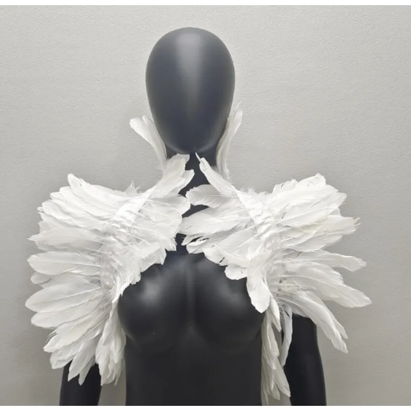Shawls Dress Cape White Scarf Wedding Party Shawl Turkey  Y2k Cosplay Feather Halloween Snood Children Gothic Style Women Fur