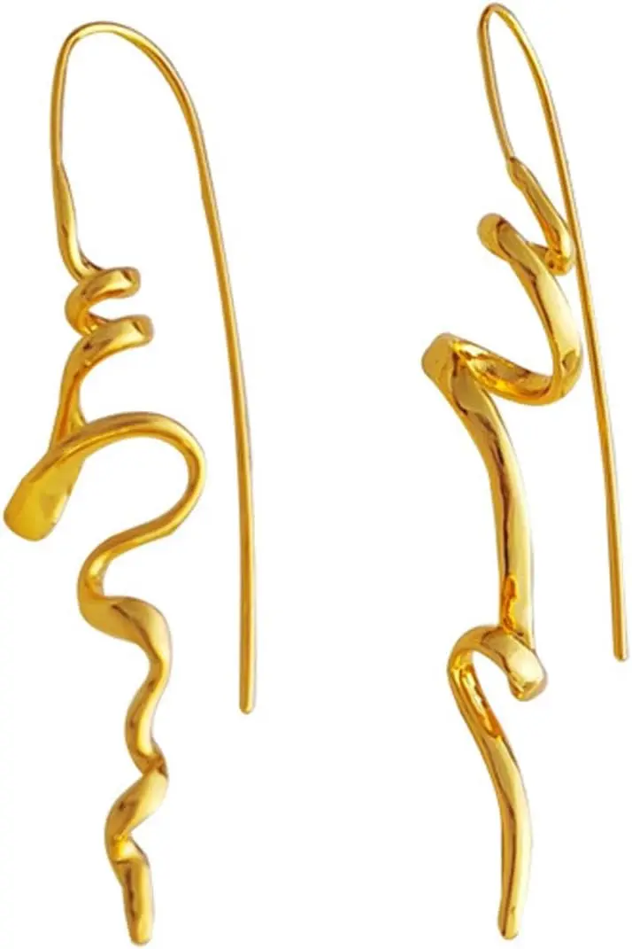 

Trendy Spiral Threader Drop Earrings Hypoallergenic 14K Dangle Jewelry for Women