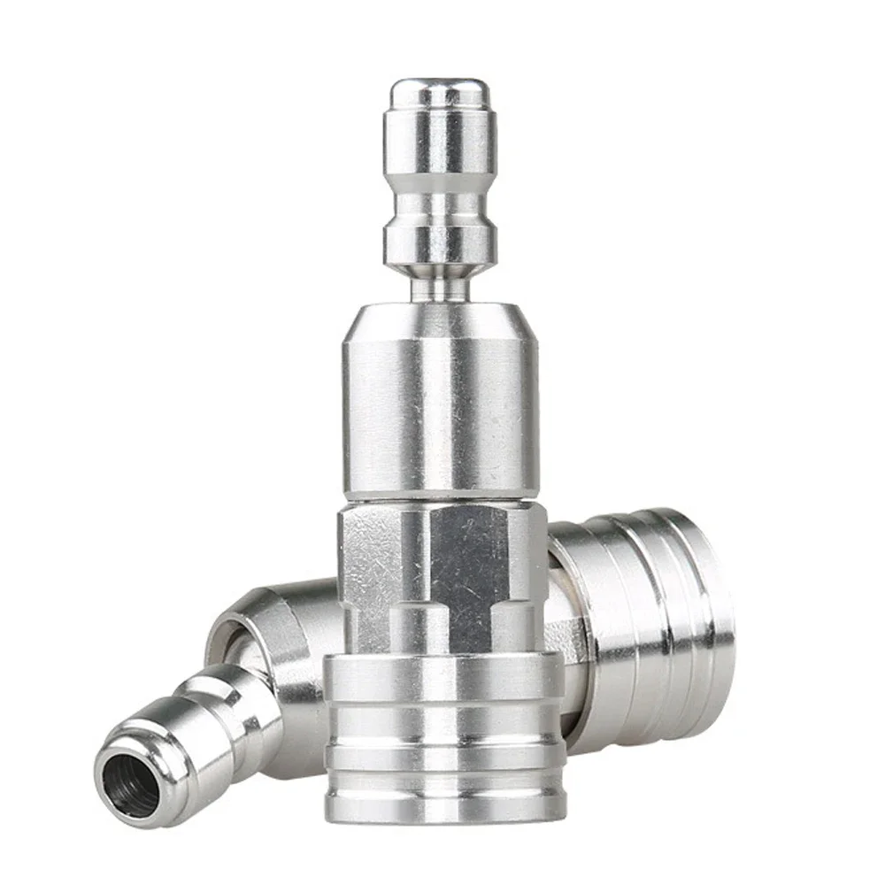 Stainless Steel 1/4 Quick Insert High Pressure Water Gun Joint 360° Rotating Nozzle Free Rotating Gun Head Quick Connection