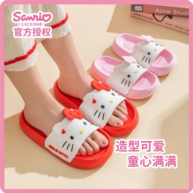 Sanrios Cinnamoroll Kuromi kawaii Anime Cartoon Women Slippers Beach Soft EVA Thick Platform Sandals Non-slip Flip Flops 16-24cm