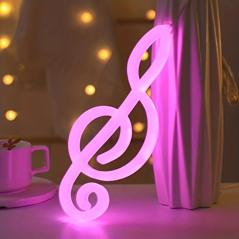 Neon Sign, Music Note Shape Neon LED Decorative Night Light Wall Bedside Decor Battery/USB Children Birthday Gift