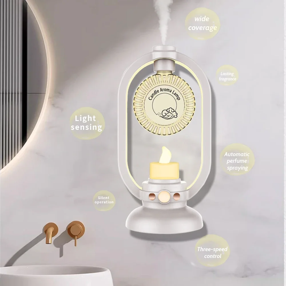 Difusores de humidificador de aire aromático, generador de niebla de fragancia, ambientador aromático, difusor para el hogar, lámpara de vela de aceites esenciales para habitación y oficina