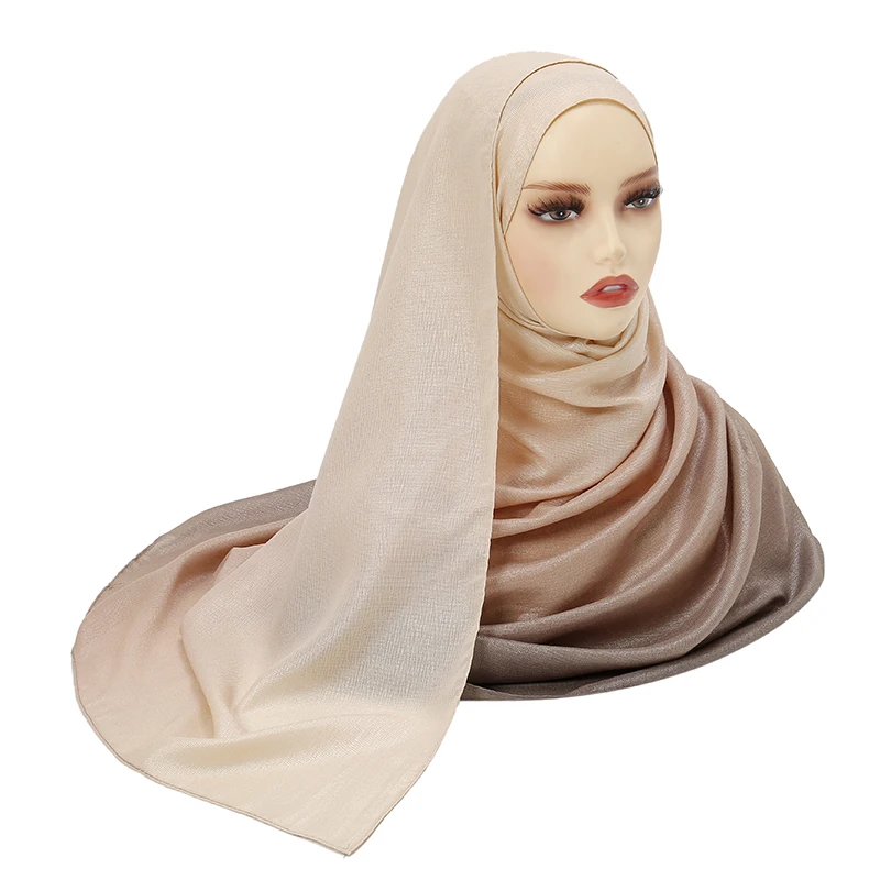 Ombre Glitter Muslim Woman Hijab Scarf Gradient Islam Shawls and Wraps Shimmer Elegant Ladies Party Shawls Travel Pashmina Stole