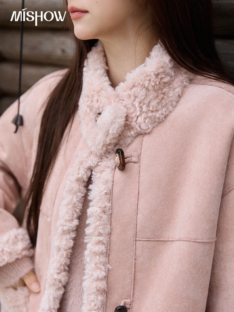 MISHOW Winter Jacket Women 2025 Elegant Luxury Suede Composite Fur Stand-up Collar Short Jacket Windproof Warm Coat MXE87W0941