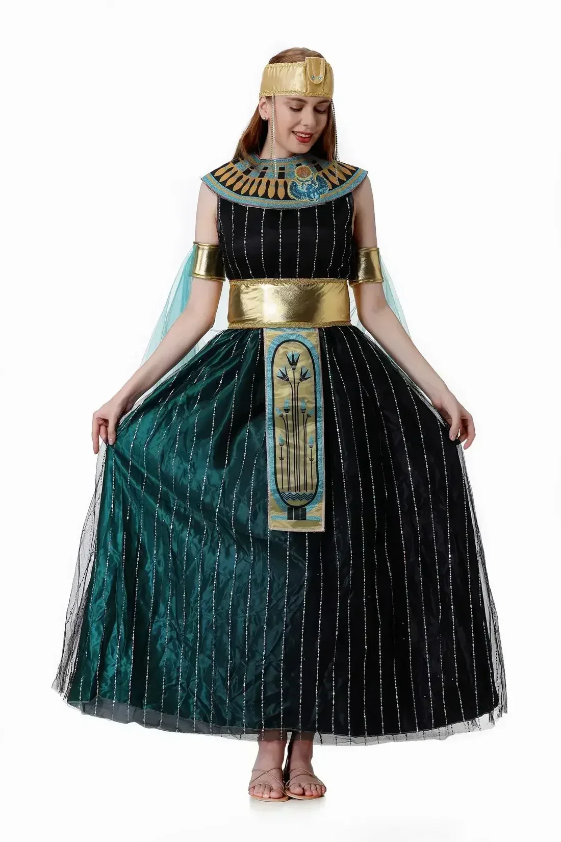 Cleopatra Queen Halloween Roleplay Traje, Deusa egípcia, vestido extravagante adulto do partido