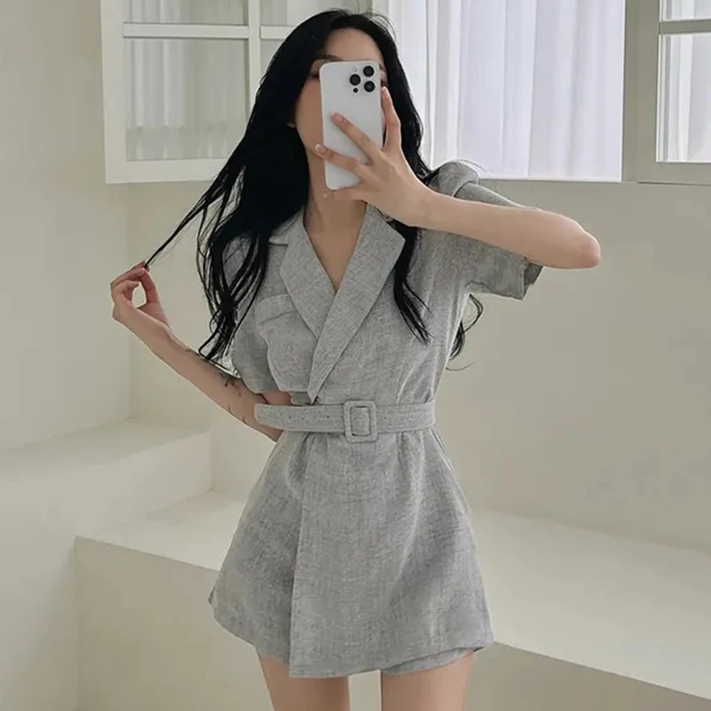 Coreano Sle Chic Summer Vintage Colletto rovesciato Cintura in vita Dimagrante Bubble Sve ort Dr Abito da donna Dr