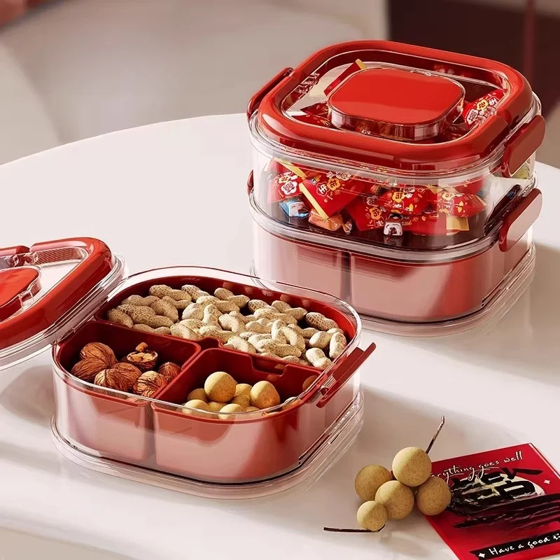 

New 2026 Dry Fruit Plate Living Room Tea Table Home Use Nut Candy id Sed Display Box for New Year Snas And Candies
