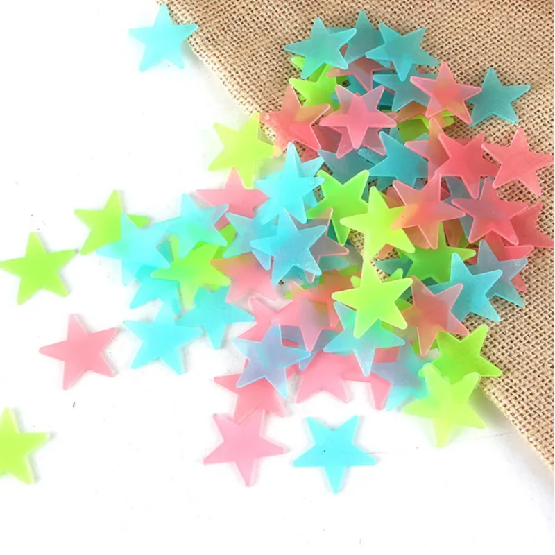 100pcs/set Stars Luminous Wall Stickers Colorful Star Glow In The Dark Decals Kids Baby Room Decoration Diy Home Decor Mural