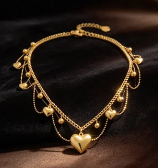 24K real gold high class lace drop necklace Silk tassel set chain 999 gold clavicle chain hollow pendant for girlfrie