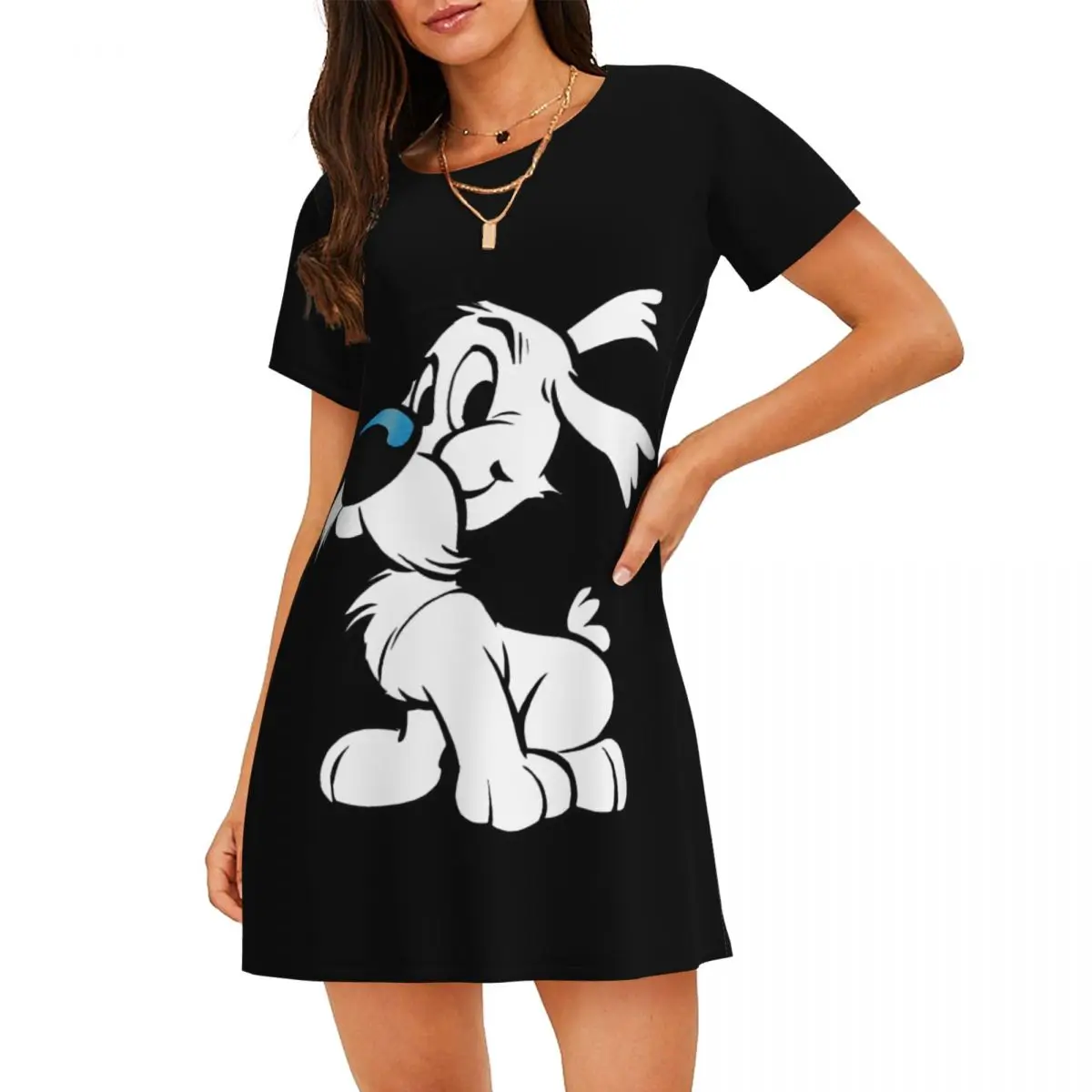 

Custom Asterixes Dogmatix Sleepshirts For Sleeping Travels Loose Sleepdress Pajama Cartoon Dog Idefix Dress Nightdress Sleepwear