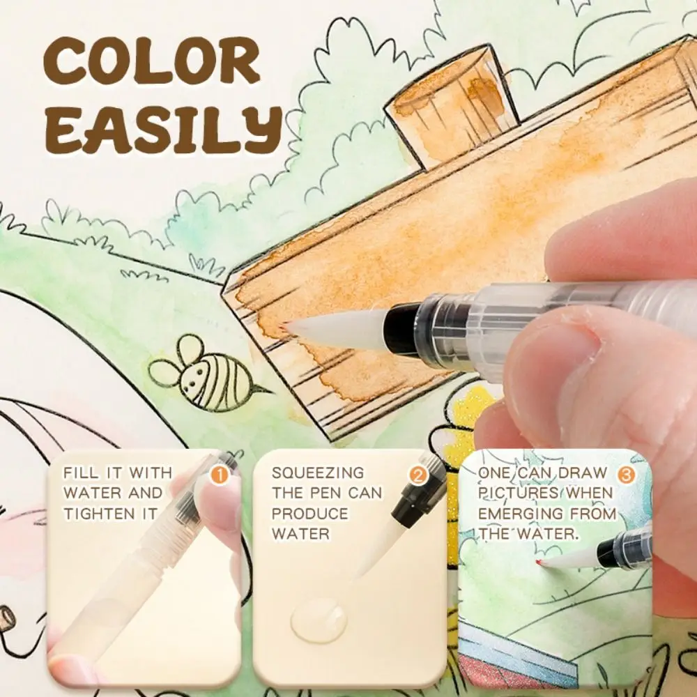 Creative Gouache Graffiti Picture Book Gouache Art with 10-Color Pigment Blocks Watercolor Coloring Set DIY Dip Pens