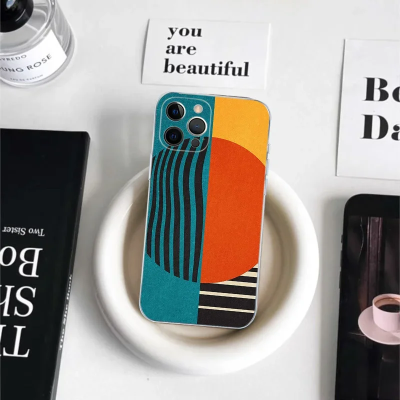 Geometric Bauhaus Art Phone Case For iPhone 16 15 14 13 12 11 Pro Max Mini X XS SE 7 8 Plus 16E Shockproof Non-Slip Cover Fundas
