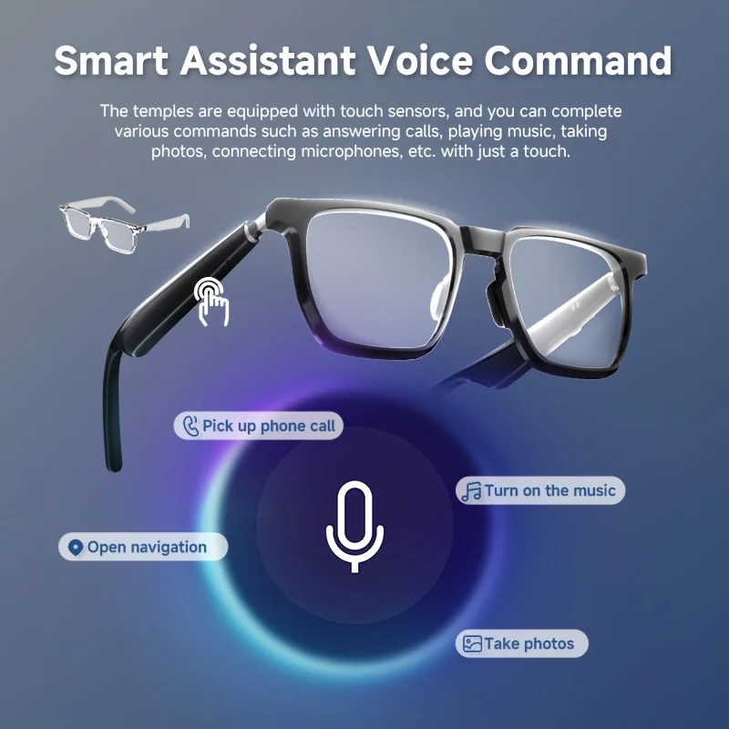 Smart Audio Glasses Voice Assistant HIFI Sound Quality Anti-blue Light Lens for Birthdays Christmas Halloween Gift for Men Women