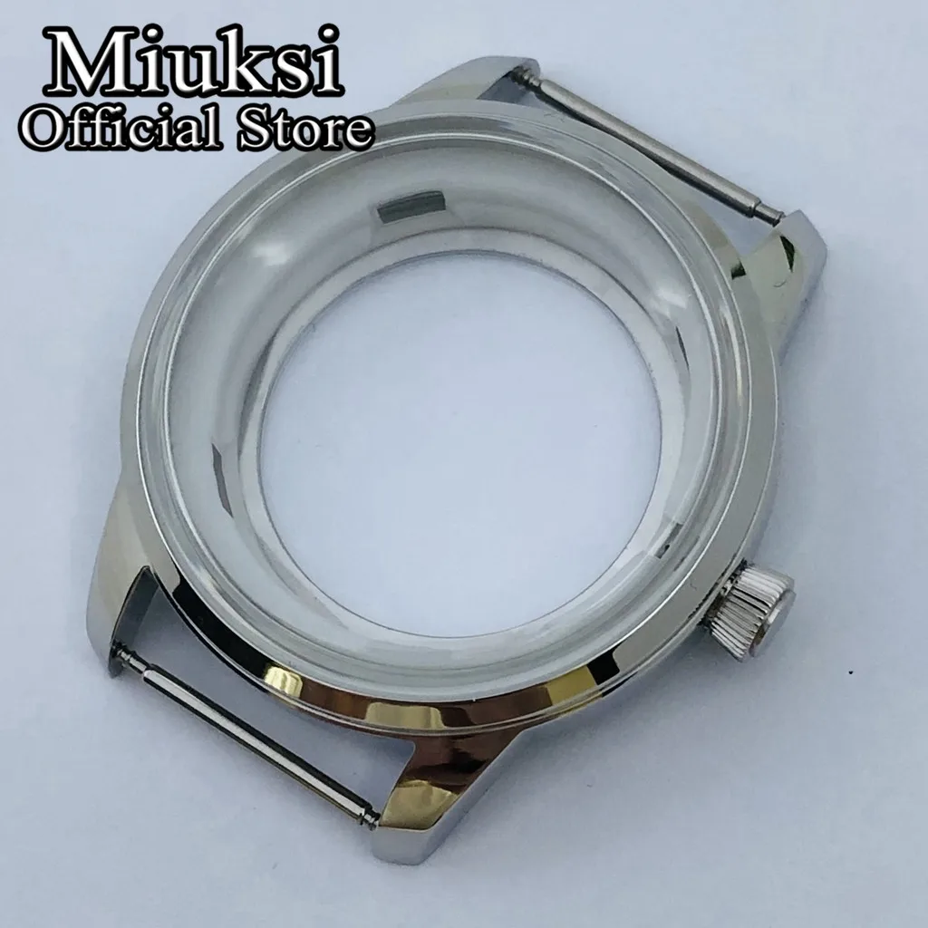 Miuksi 40mm silver watch case bubble dome glasss fit NH34 NH35 NH36 NH38 NH70 NH72 movement