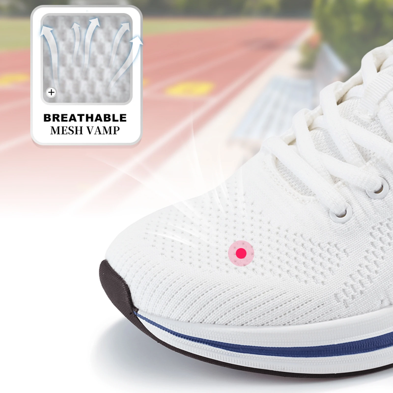 Baasploa Women Running Shoes Comfort Lightweight Sport Shoes New Mesh Breathable White Casual Sneakers Lace-Up Non-Slip