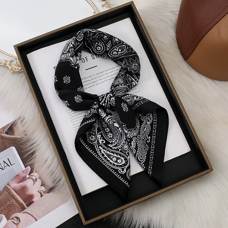 

Новый квадратный платок-тюрбан в стиле ретро с узором пейсли, имитация шелка, 70 см, в стиле «американский кешью», универсальный трендовый платок