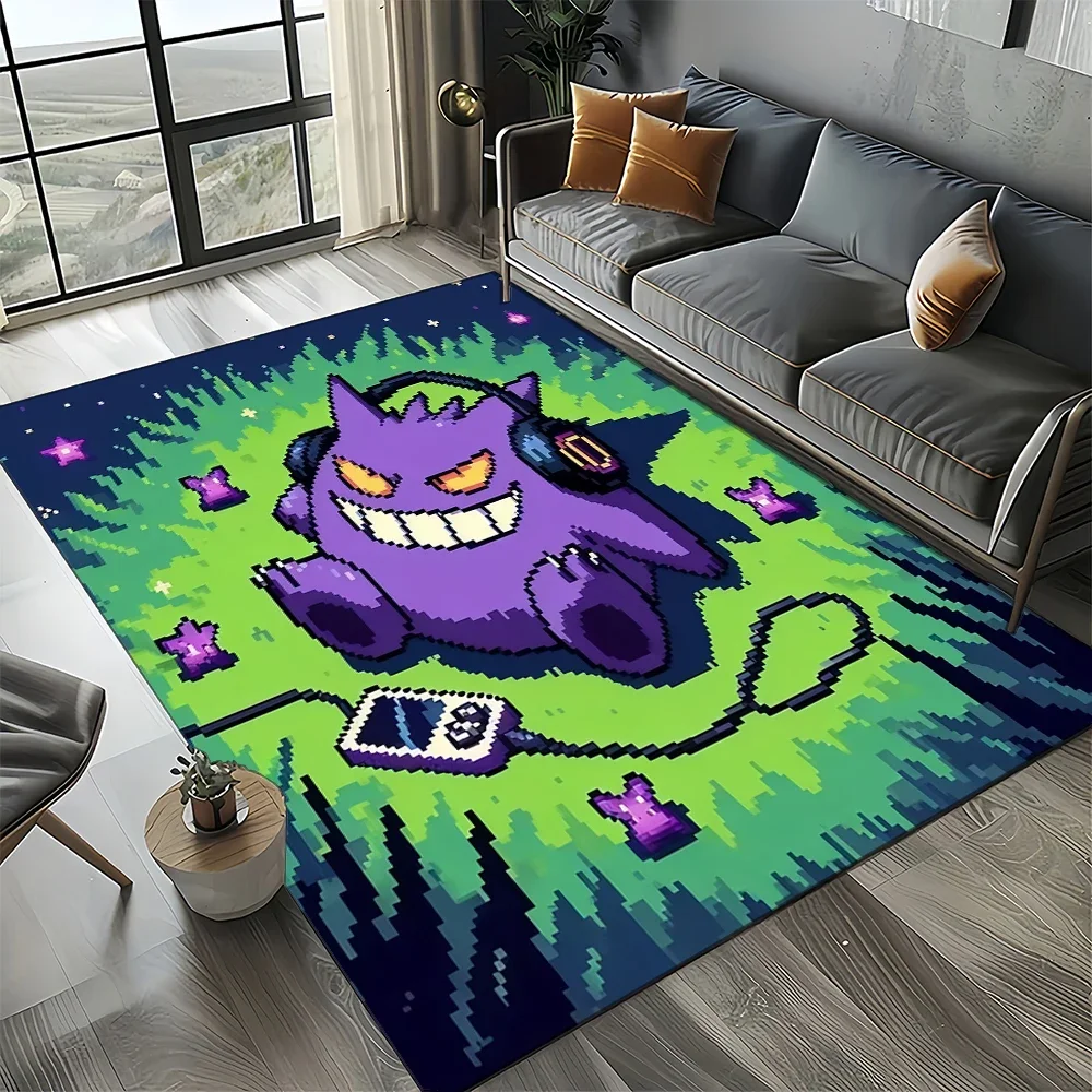 2025 جديد Gengar بوكيمون بكسل الكرتون Ectoplasma لعبة السجاد البساط لغرفة النوم غرفة المعيشة ديكور أريكة المنزل ، ديكور الكلمة حصيرة ثلاثية الأبعاد