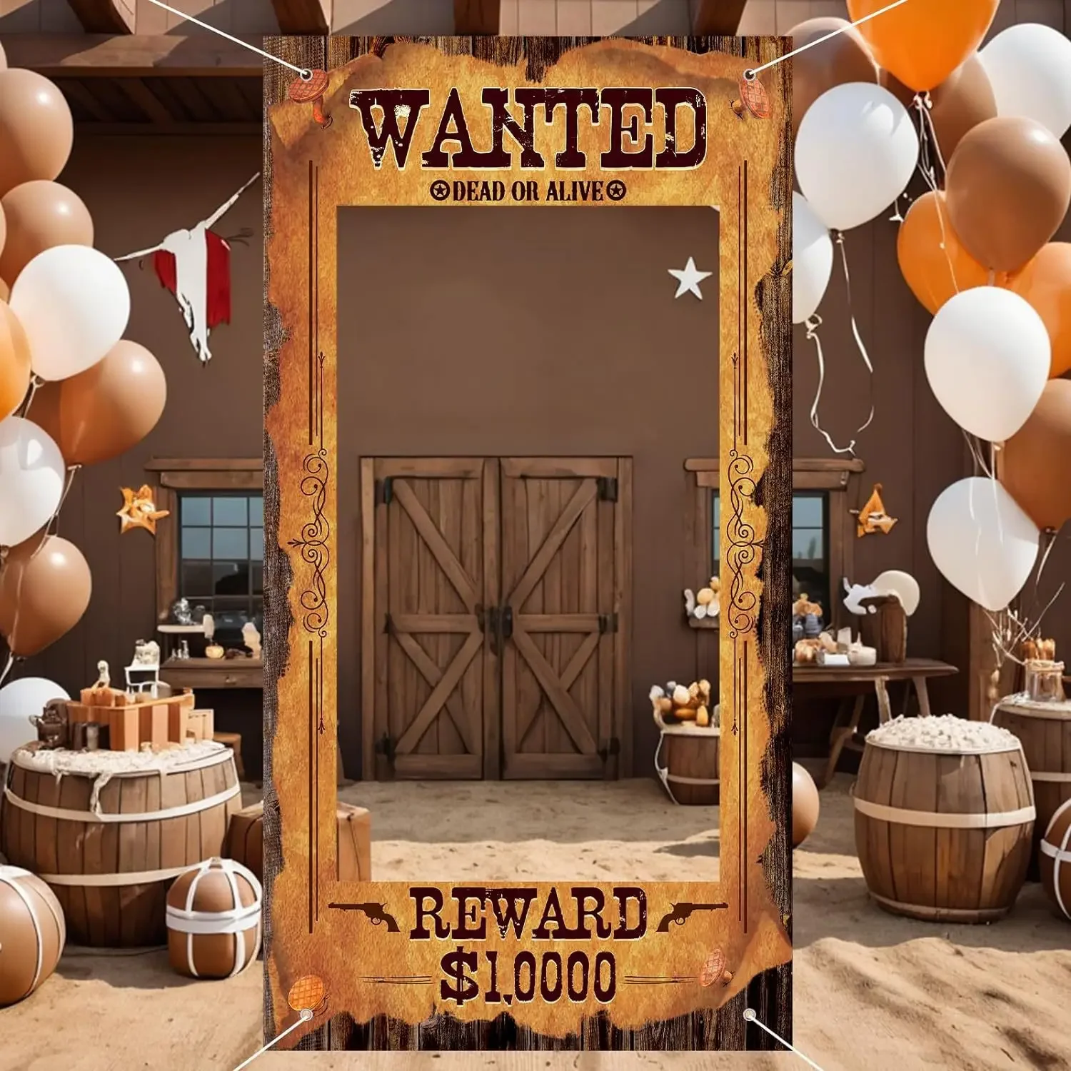 

Vinyl 1pc90x180 Cowboy Horse Booth Frame Props West cowboy Children Birthday Party Decor Shoot Background Cloth Gifts