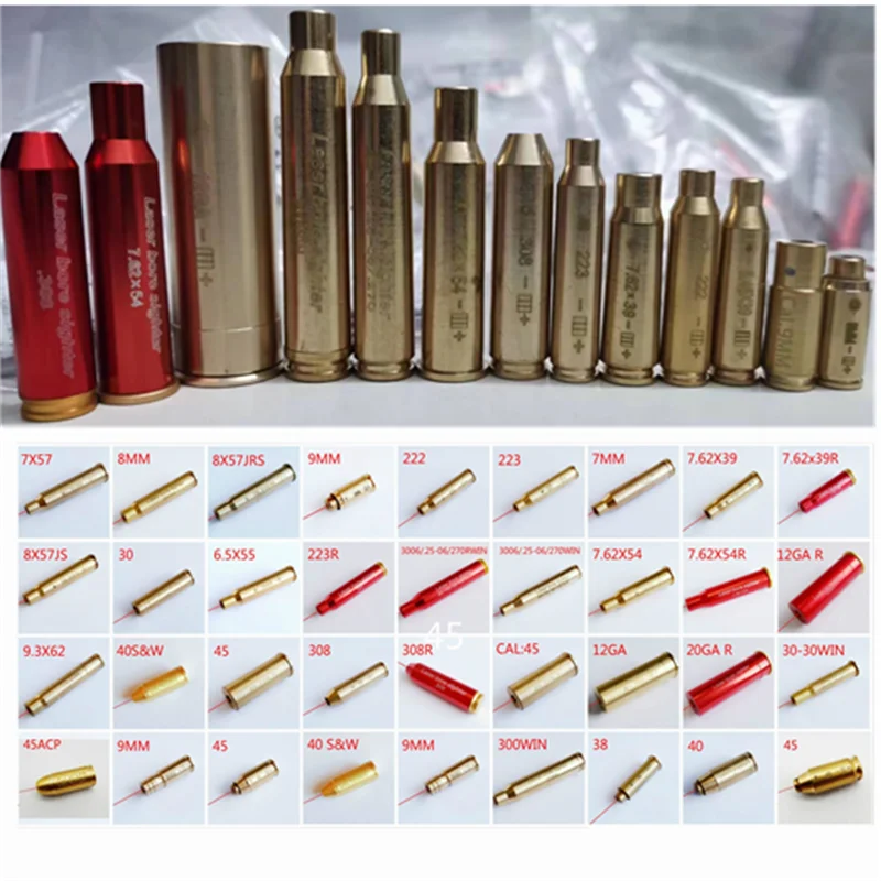 

Tactical Red Laser Bore Sighter Training Bullet Boresighter Cartridge Sighter for 9mm/.223 .308/5.45x39/7.62x39/12GA for