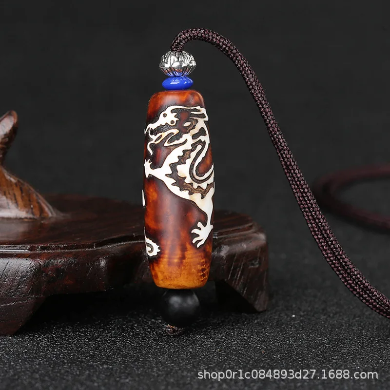 Tibetan Panlong Dzi Tibet Genuine Body Protection Men's and Women's Agate Tianzhu Portable Pendant Dragon Column