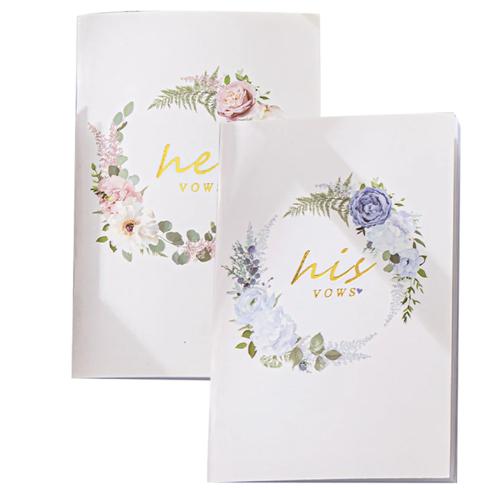 2 Pcs Wedding Vows Book Officiant Books His and Hers Paper Guest Oath Swearing Cards Centerpiece Baby Gifts