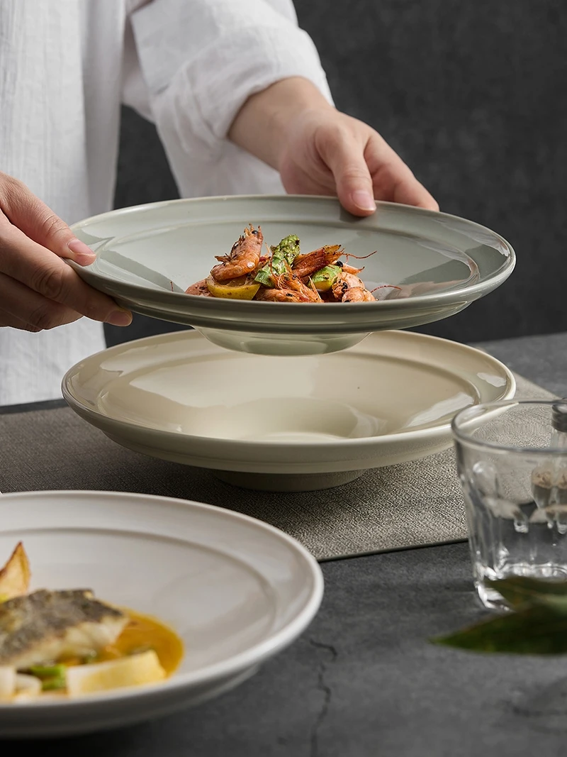 

Deep Di Cerc Bowl Soup Bowl Nordic Sle Pure Color Glazed under Color Durable Diwaer And Microwave Se Kitchenware