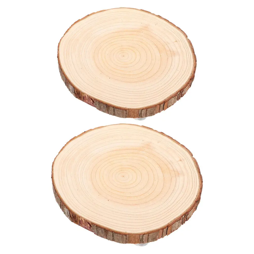 2Pcs Round Wood Plant Stands Multi-Functional Pedestal Riser for Indoor Outdoor Decor Table Centerpiece Cake Stand Rustic Wooden