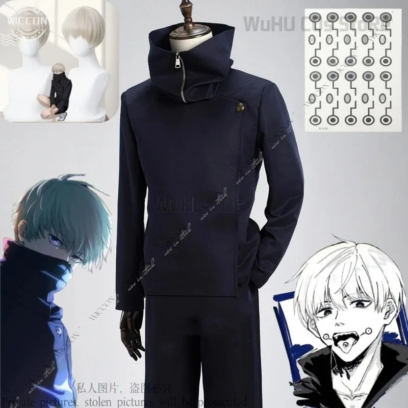 JJK Anime Inumaki Toge Cosplay Costume Wig Tattoo Sticker Kotodama Man Halloween Christmas Japanese Role Play Outfits Comic Cona