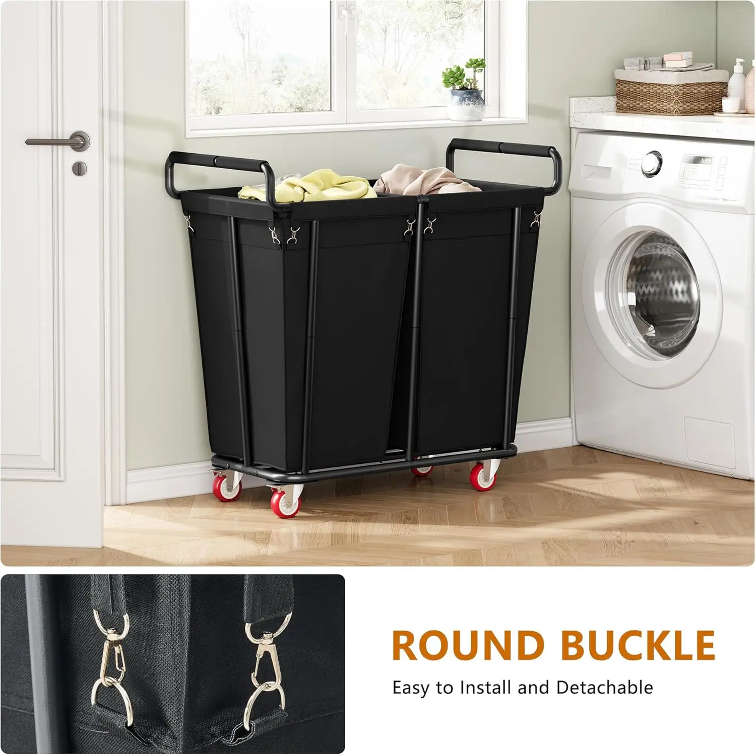 Laundry Hamper with Wheels 360L Large Rolling Laundry Sorter Cart for Clothes Storage Heavy Duty Laundry Basket with Lockable Wh