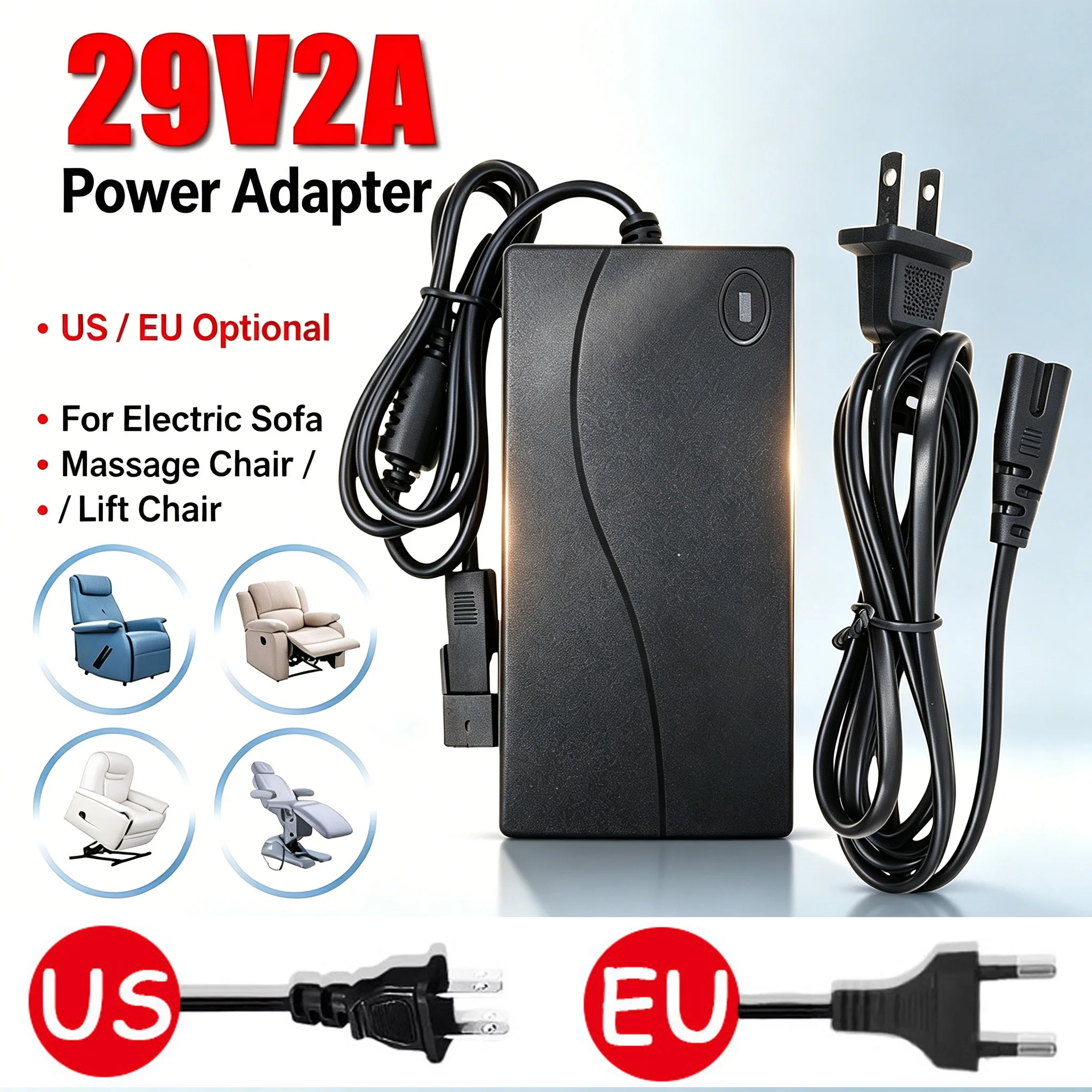 Recliner Power Supply 29V 2A AC/DC Switching Power Supply Transformer 2-pin Adapterfor Lift Chair or Power Recliner Limoss OKIN