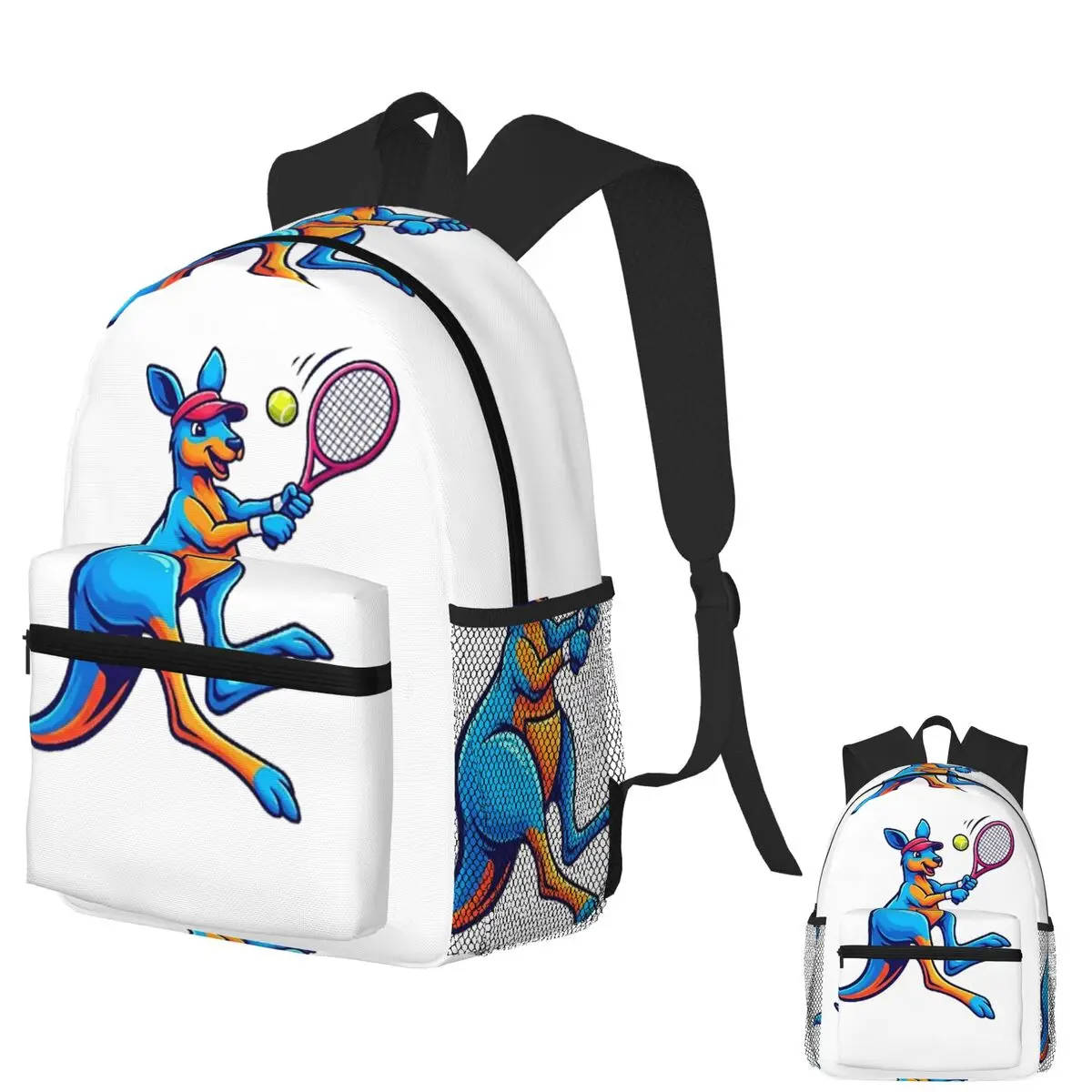 

Kangaroo Tennis Player Student Backpack School Bag Hiking Travel Daypack for Men Women Fashion Bookbag Shoulder Bags
