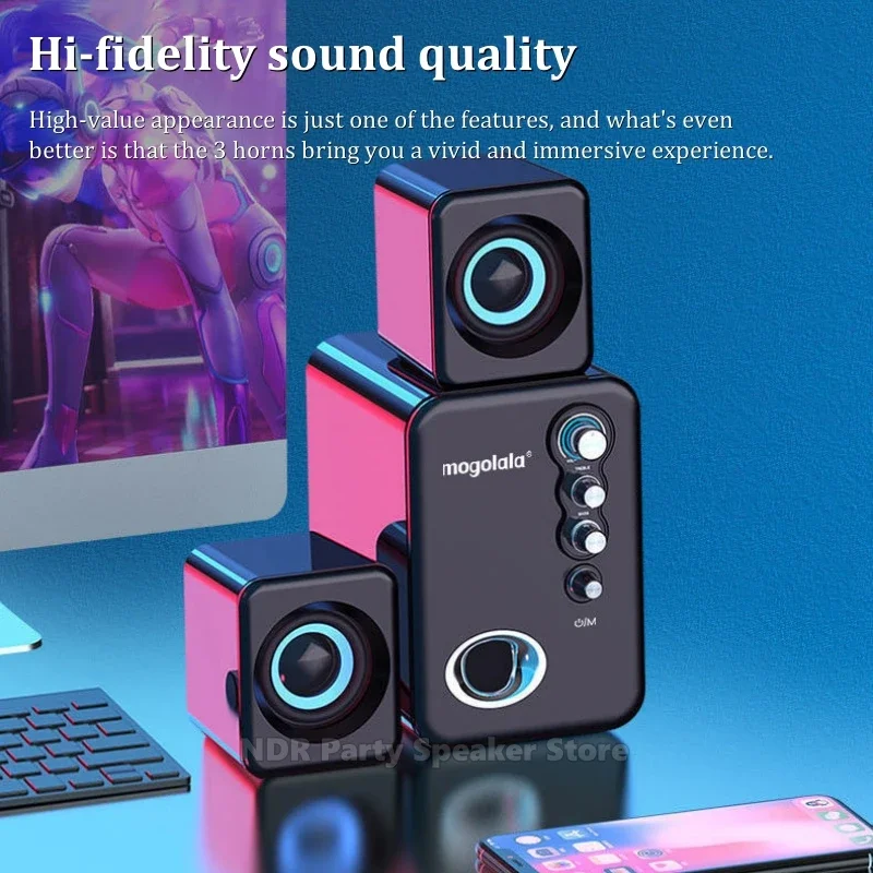 有線および無線のBluetoothコンピュータースピーカー,強力なサブウーファー,マルチメディアスピーカー,重低音サウンドボックス,PC,ラップトップに適しています